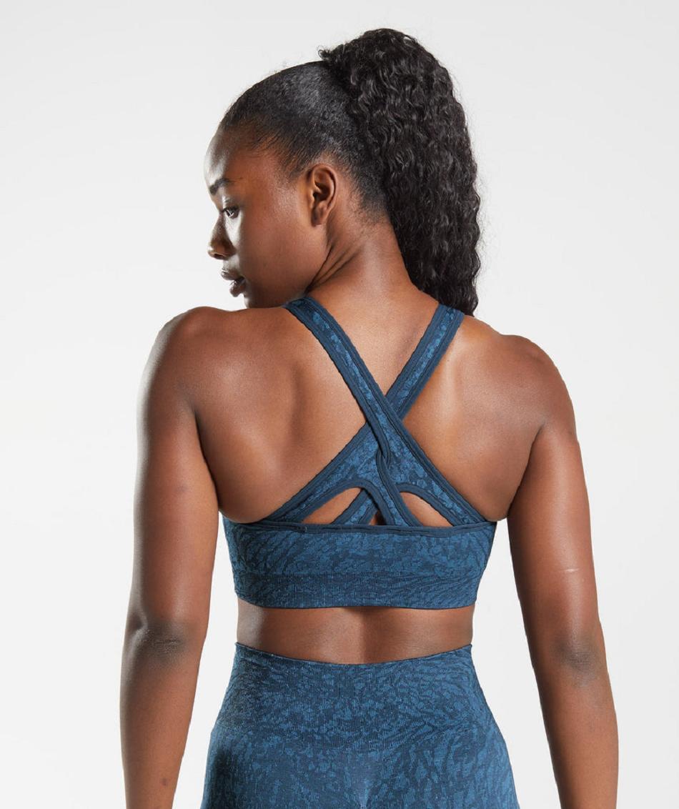 Sujetadores Deportivos Gymshark Adapt Animal Seamless Mujer Azul Marino | CO 2057XYU